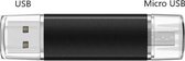 Dubbele Aansluiting USB Stick 32GB | USB + Micro USB Stick (Black)