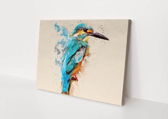 IJsvogel | Polygon Art | Canvasdoek | Wanddecoratie | 150CM x 100CM | Schilderij | Foto op canvas