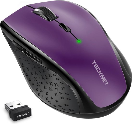 Souris sans fil TeckNet Classic 2,4 G, M2, 4800 DPI, 30 mois d'autonomie, Violet