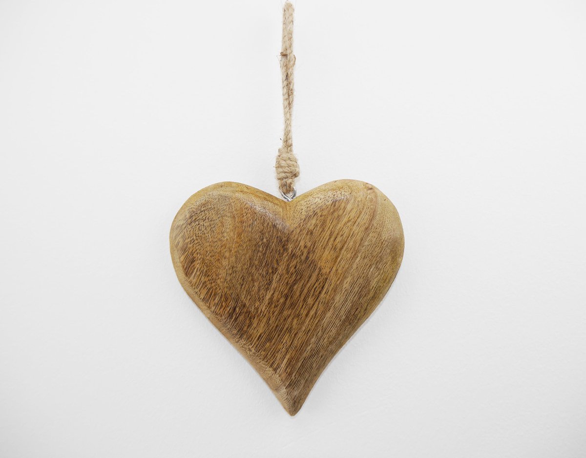 Houten hartje met touwtje- Hartje tafeldecoraie - ** PRIJS VOOR 2 STUKS**