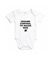 Rompertjes baby met tekst - Ground control to major mom - Romper wit - Maat 62/68