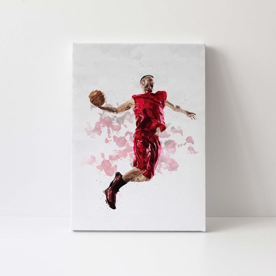 Basketballer | Polygon Art | Canvasdoek | Wanddecoratie | 30CM x 20CM | Schilderij | Foto op canvas