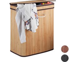 Wasmand - 95 l - 2 vakken - bamboe - wit