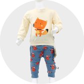 Babycity kledingset broek en trui vosjes blauw/oranje 62/68