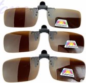 Clip On Voorzet Zonnebril - Rechthoek Model - Donkerbruin - Maak van je gewone bril een zonnebril