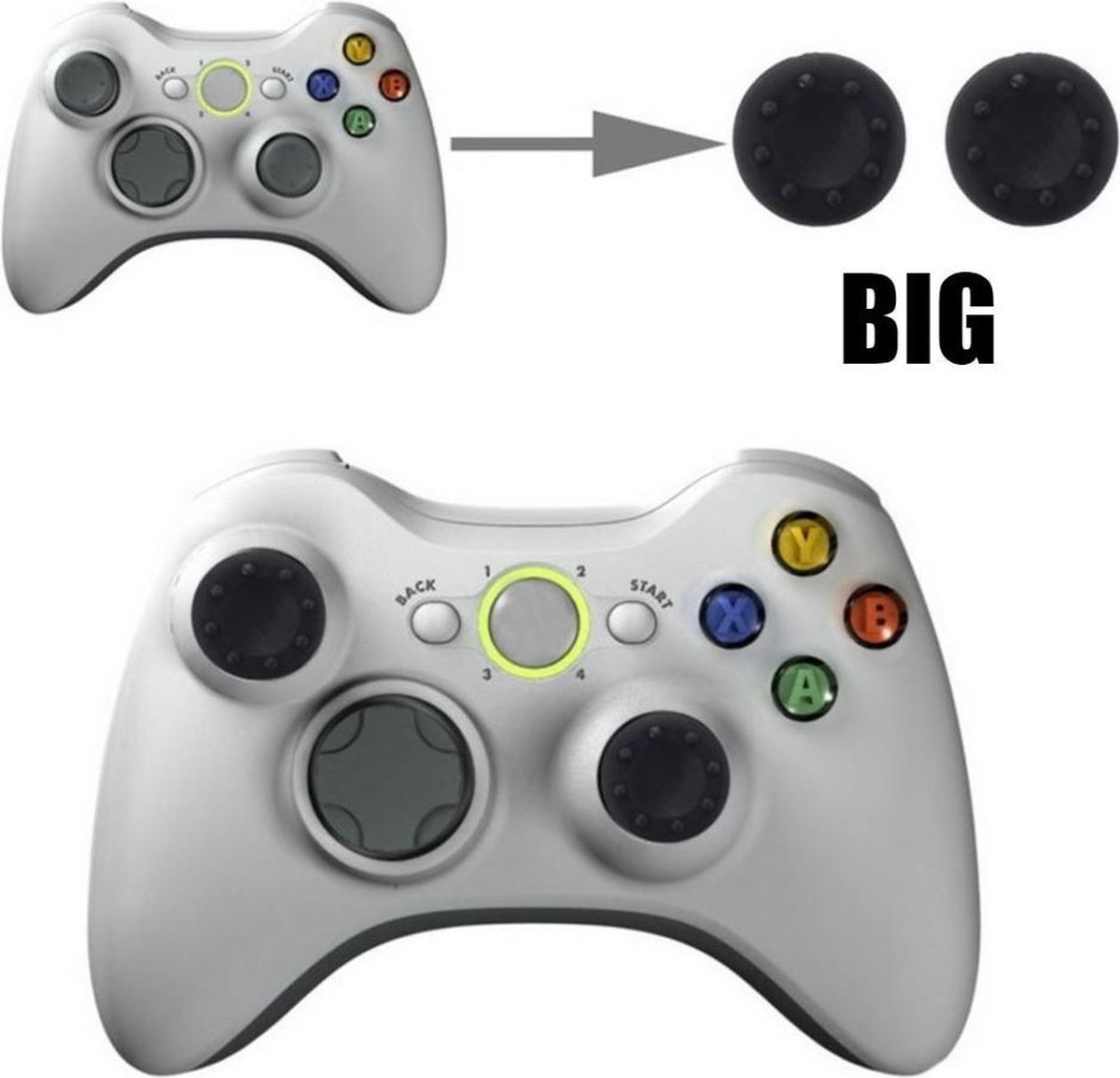 Thumb grips - Controller Thumbgrips - Joystick Cap - Thumbsticks - Thumb Grip Cap voor Playstation PS4 en Xbox - 2 stuks Groot 8 dots extra grip Zwart