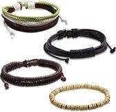Amanto Armband Bill- 316L Staal - Leer - 12mm - ∅21cm