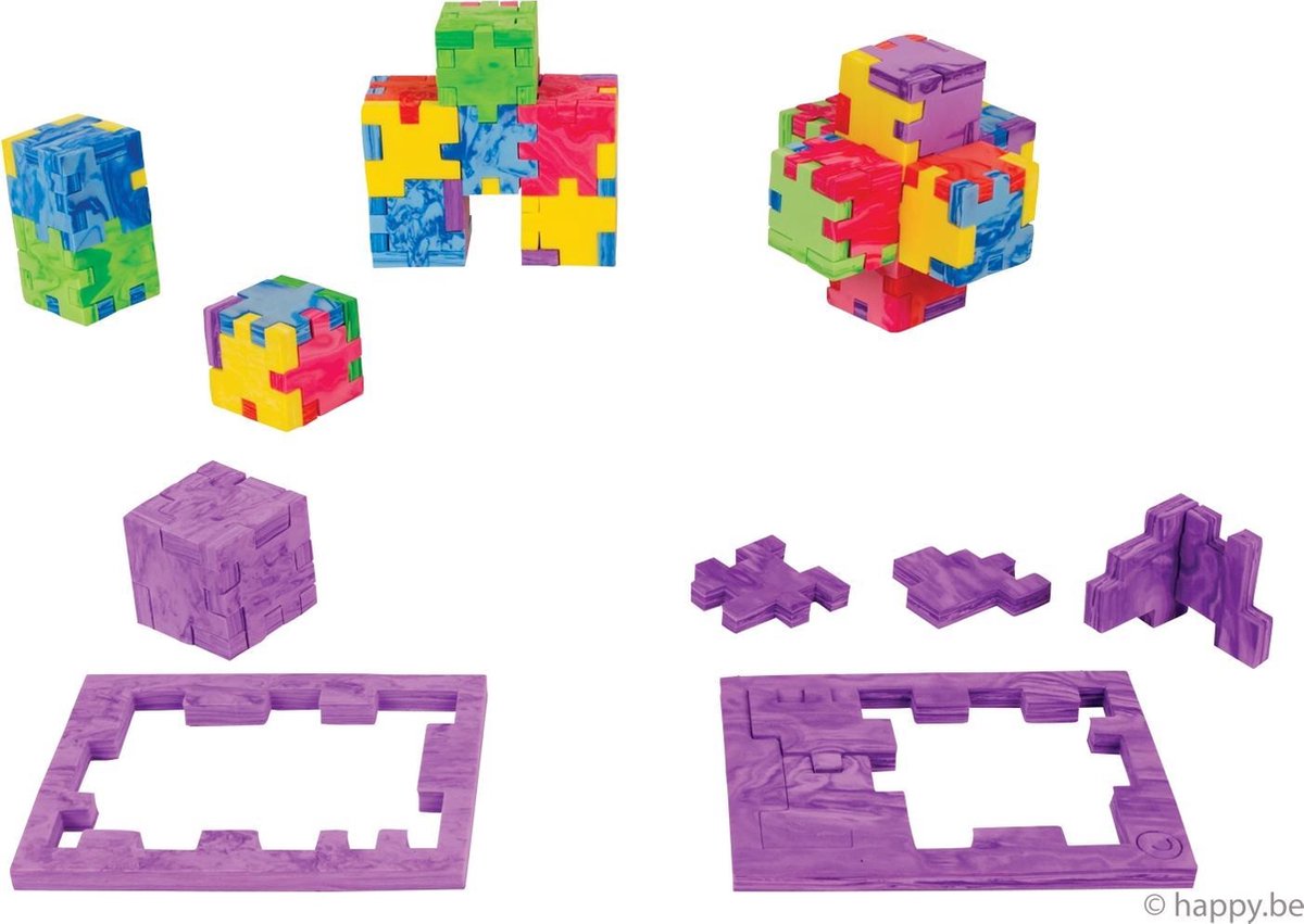 6 stuks puzzel kubus gum 3x3 cm