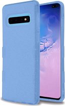HB Hoesje Geschikt voor Samsung Galaxy S10 Plus - Glitter Back Cover - Blauw