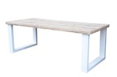Eettafel "New England" wit  industriële tafel U-poot  90/180cm - eetkamertafel - eettafel woonkamer