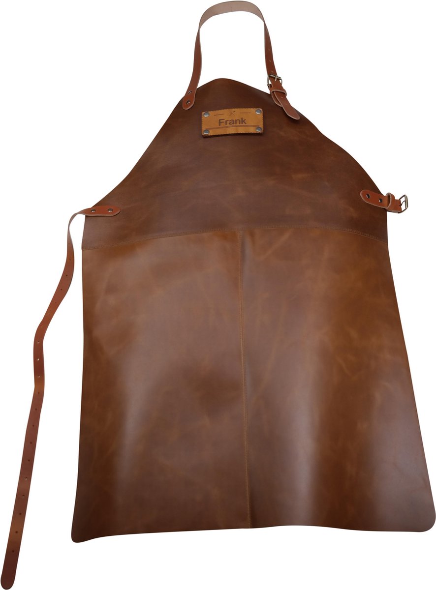 | Leren BBQ schort met naam kleur cognac Leren BBQ Schort Familie Licht bruin Cognac Vaderdag