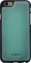 GALATA® Echte Lederen Flex-Jacket TPU back cover voor iPhone 6 / 6S PLUS gebrand turquoise