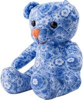 Teddybeer | Delfts Blauw | Heinen | Bloemmotief | 15cm | Souvenir