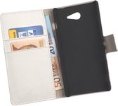 LELYCASE Bookcase Flip Wallet Cover Cover Sony Xperia M2 Wit