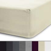 Lumaland - Jersey hoeslaken - voor waterbed of boxspring - Elastische rand - 100% katoen - 180-200 x 200-220 cm Zand