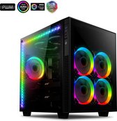anidees AI Crystal Cube AR V3 Cube temmpred glass EATX / ATX PC Gaming behuizing met 5 RGB PWM Fans / 2 LED-Streifen - Schwarz RGB