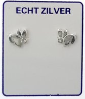 Zilveren kinder oorknopjes konijntje