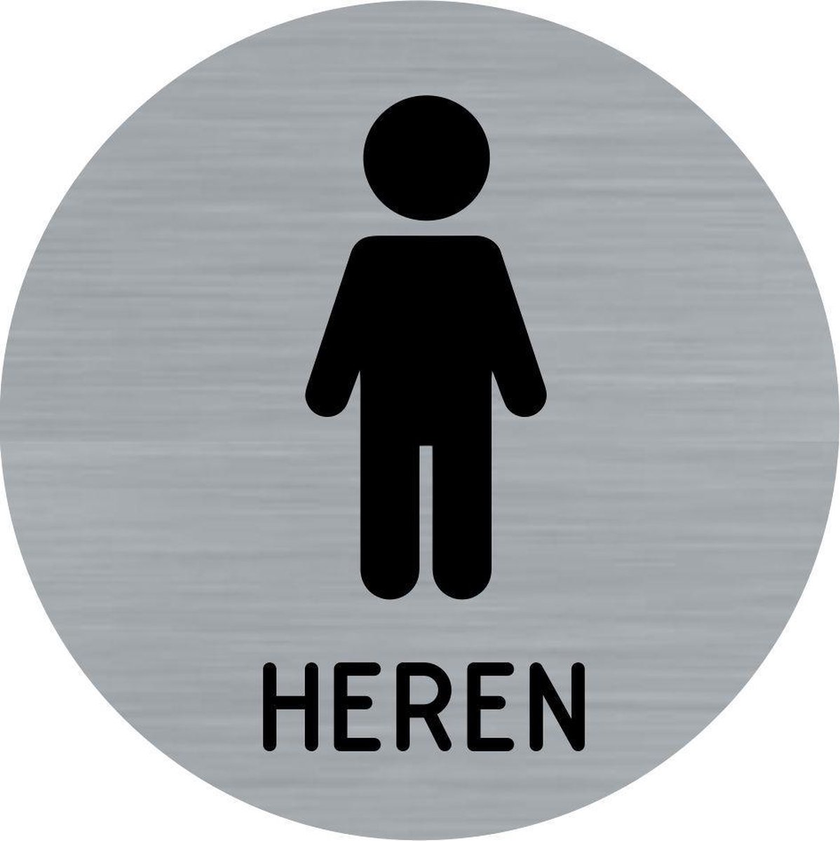 Deurbordje - toiletbord - herentoilet - bordje - heren - rond met RVS look