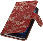 Lace Bookstyle Wallet Case Hoesjes Geschikt voor Samsung Galaxy S5 mini G800F Rood