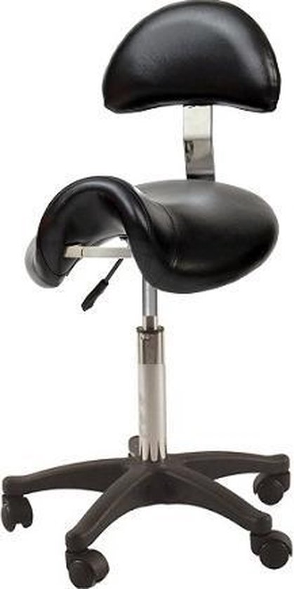 Novicum Liv Comfort tabouret de selle vélo de coiffeur avec dossier noir et grande selle, chaise de selle de tabouret de coiffeur à ressort à gaz moyen