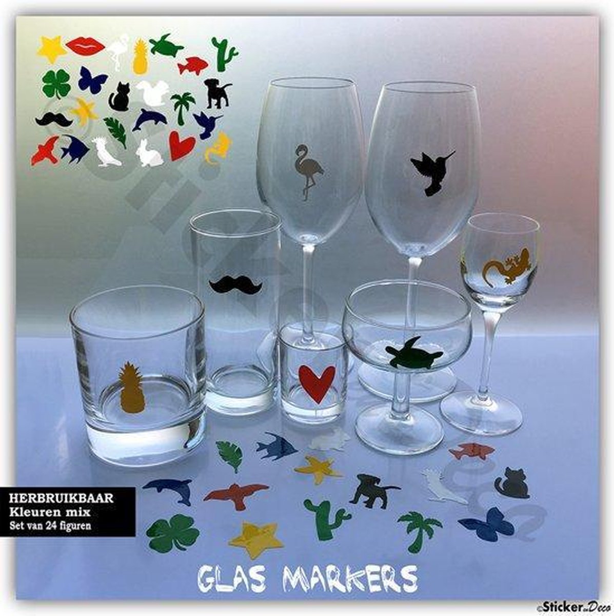 Mechanica Mammoet Trunk bibliotheek Glasmarkers - 24 stuks - Color mix | bol.com
