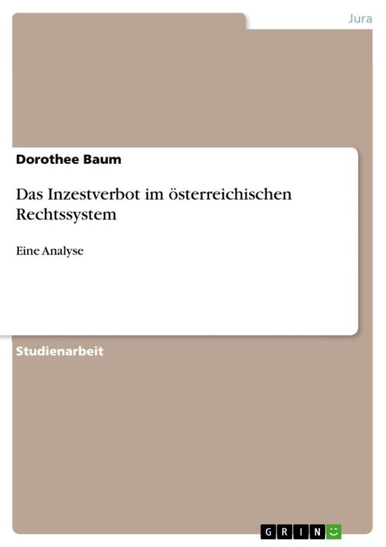Das Inzestverbot im österreichischen Rechtssystem - cover