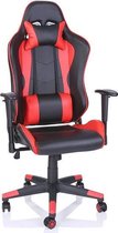 Racing bureaustoel Zwart/Rood, sportstoel, managersstoel, gamingstoel, kantelmechanisme, traploos verstelbare rugleuning