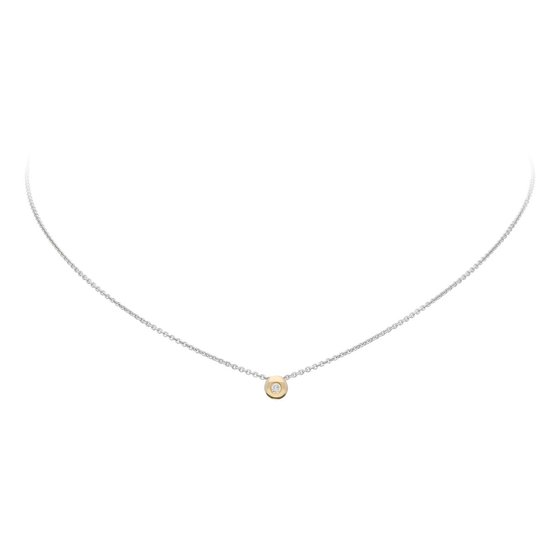 Glow ketting met geelgouden hanger diamant - schakel witgoud (14kt) - 0.03  ct -42+3 cm | bol.com