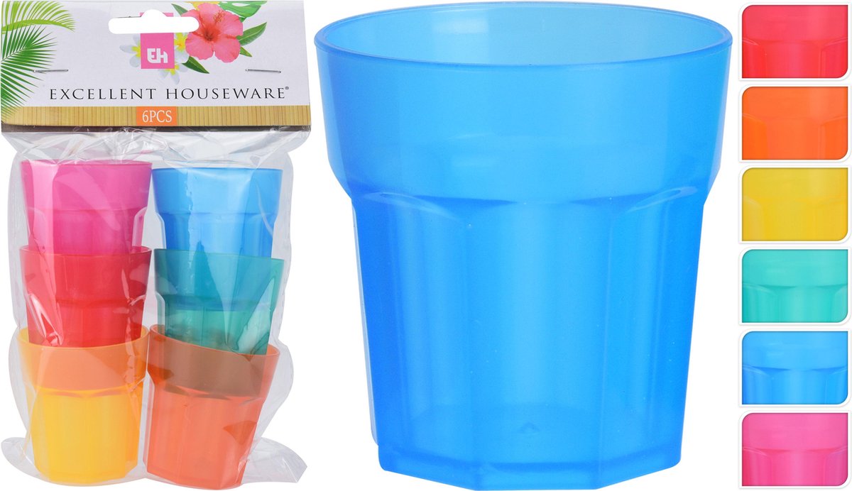 Excellent Houseware Gekleurde plastic shot glaasjes 6 stuks OP = OP