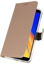 Booktype Telefoonhoesjes - Bookcase Hoesje - Wallet Case -  Geschikt voor Samsung Galaxy J4 Plus - Goud