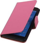 Sony Xperia E4g - Effen Roze Hoesje - Book Case Wallet Cover Hoes