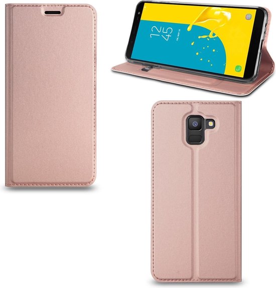 Geschikt voor Samsung Galaxy J6 (2018) Hoesje Rose met Pashouder