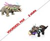 2x Dinosaurus speelgoed - Triceratops - met licht en Dino geluid 35CM (combi set + batterijen)
