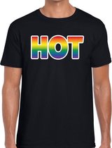 Hot gaypride t-shirt -  regenboog t-shirt zwart voor heren - Gay pride S