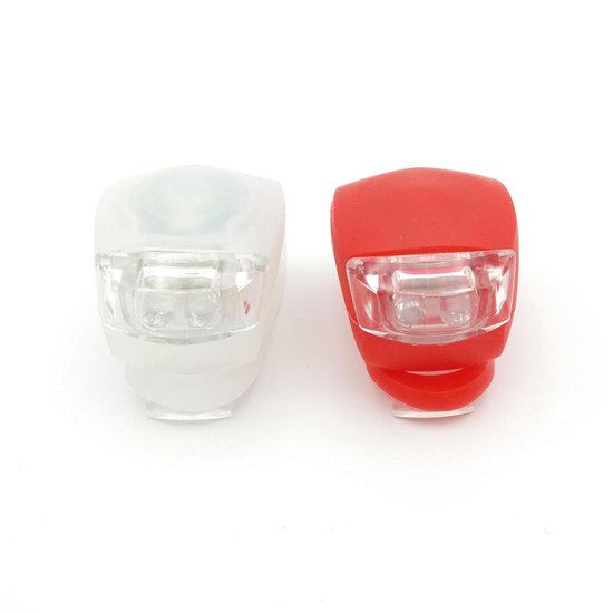 Siliconen LED Fietslamp Verlichting - 3x Rood 3x Wit - voorlicht en achterlicht - fietsverlichting - Set van 6 lampjes — afbeelding 2