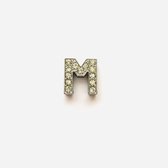 Metalen letter met zirkonia steentjes - Letter M - Personaliseer zelf
