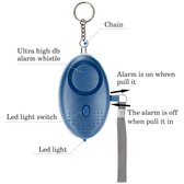 Persoonlijk alarm - Decoratief alarm - Draagbaar alarm - LED-lichtalarm 120DB - Sleutelhangeralarm. Blauw