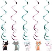 5x Décoration à suspendre sur le thème des chats / chats - 100 cm - Décoration