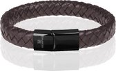 Memphis gevlochten leren armband Bruin Zwart-23cm