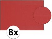 8x Placemat gevlochten rood 45 x 30 cm
