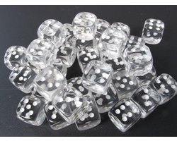 Chessex Translucent Clear/white D6 12mm Dobbelsteen Set (36 stuks)