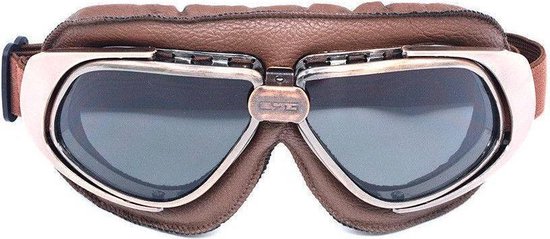 Vintage bruin leren motorbril donker glas | bol.com