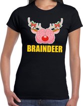 Foute Kerst t-shirt braindeer zwart voor dames S (36)