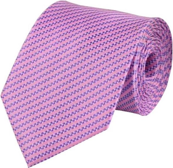 Fako Fashion® - Cravate de luxe - 145 cm - Rayé rose / violet