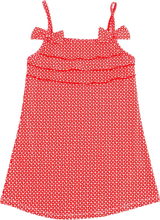 Ducksday - badpak - zwemjurk - UV beschermend - rood - wit  - promo - meisje - 110-116 - funky red