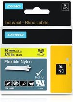 DYMO Rhino industriële Flexibele Nylon Labels | 19 mm x 3,5 m | zwarte afdruk op geel | zelfklevende labels voor Rhino & LabelManager labelprinters