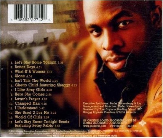 Achterkant van de cd 'Better Days' met tracklist en een portret van Joe.
