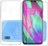 Samsung Galaxy A40 Hoesje Transparant TPU Siliconen Soft Case + Tempered Glass Screenprotector