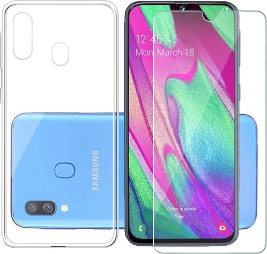 Verwachting Whirlpool Dominant Samsung Galaxy A40 Hoesje Transparant TPU Siliconen Soft Case + Tempered  Glass... | bol.com