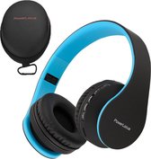 PowerLocus P1 Bluetooth Koptelefoon – Draadloos – Over Ear – Met Microfoon – Inklapbaar - incl. Hoes – Zwart/Blauw